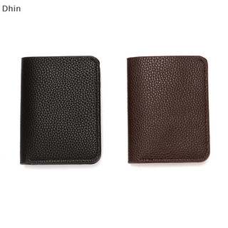[Dhin] Ví nam mềm thời trang Da Pu Họa tiết vải lanh Mini Ví đựng tiền xu Giá đỡ thẻ lái xe COD