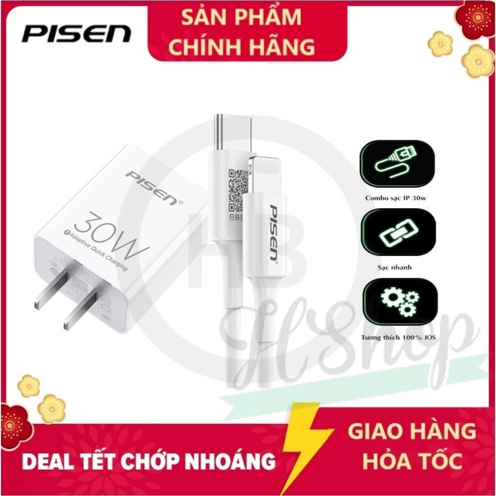[ Pisen 30W / 20W ] Bộ sạc / Củ Sạc PISEN QUICK PD 20W / 30W  TS-C160( bán lẻ củ hoặc dây  )