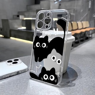 Cut Cat Soft Clear Cartoon Case cho iPhone 15 11 12 13 14 Pro Max X XR Xs Max 14 Plus