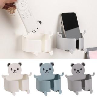 HOPEUP Đầu Giường Sạc Điện Thoại Giá Đỡ Bảo Quản Treo Tường Tự Dính Đấm Chống Trơn Trượt Hình Gấu Hoạt Hình Với Nhiều Móc Giá Đỡ Điện Thoại Người Tổ Chức