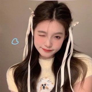 Kẹp dây tóc ruy băng tiểu thư LAGU màu pastel trơn cột tóc dễ thương phong cách Hàn Quốc sang trọng