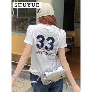 SHUYUE áo phông áo thun nữ croptop baby tee Thời trang Comfortable Xu hướng INS WTX2410T63 21Z240519