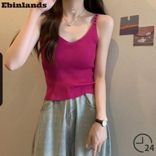 Áo Vest Cổ Chữ V EBINLANDS, Cool Slim Hàn Quốc Gợi Cảm, Mùa Hè Thường Ngày Spice Girl Short Top Ngoài Trời