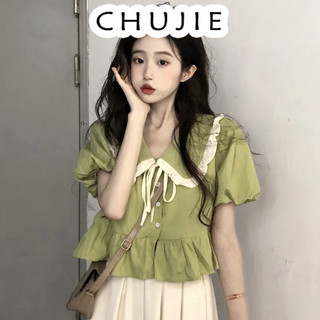 CHUJIE áo sơ mi nữ áo kiểu hàn quốc trendy dramatic may đo thông thường WCS2440Q58 22Z240526