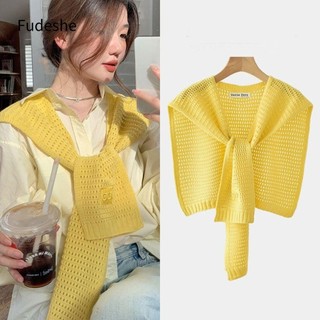  Fudeshe choàng dệt kim Dây buộc ren màu trơn Cổ giả Giữ ấm Áo đeo vai có thể tháo rời Unisex 
