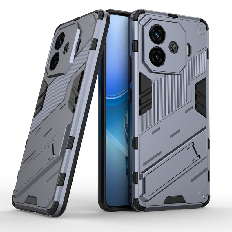 Dành Cho IQOO Z9 Turbo 5G Ốp Lưng ELVEV Chống Sốc Chống Vân Tay Punk Cứng PC Chân Đế Bảo Vệ Ống Kính Vỏ Điện Thoại