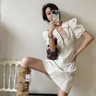 Váy Chữ A Gợi Cảm Cổ Chữ V Khí Chất Kiểu Pháp Thời Trang Nữ Cỡ Lớn Váy Liền Thon Gọn Rộng Rãi Chít Eo