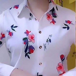 Áo sơ mi nữ dài tay in hình ve áo