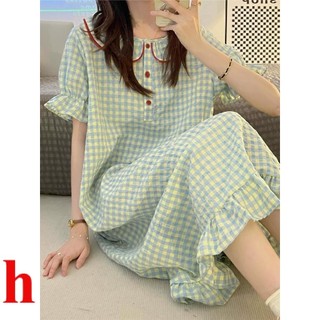 Mùa Hè Cổ Búp Bê Bộ Đồ Ngủ Tay Ngắn Bé Gái Váy Ngủ Dễ Thương Mùa Hè 2024 Phong Cách Mới Nhà Quần Áo Nguyên Chất Desire Phong Cách Váy