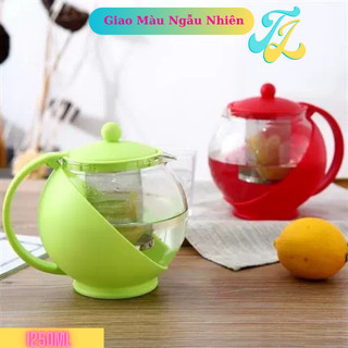 Ấm trà thuỷ tinh phối nhựa 1250ml,Bình trà thuỷ tinh
