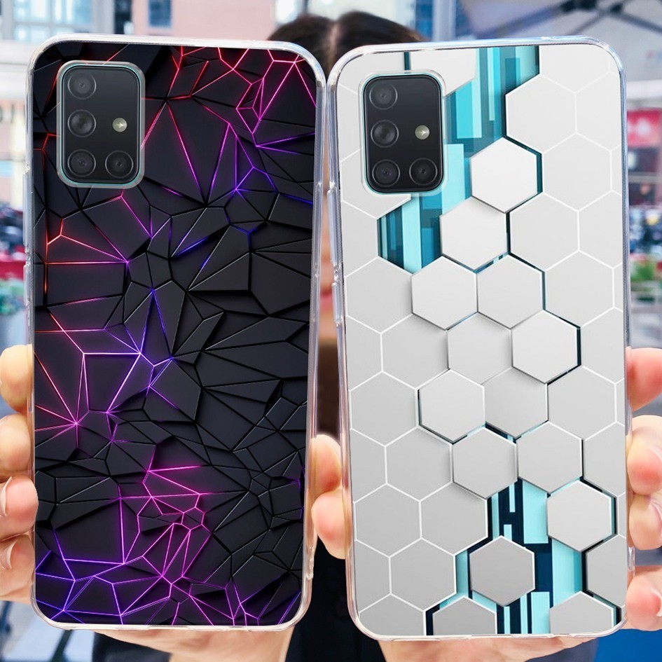 Ốp Trong Suốt Cho Samsung Galaxy A51 A71 Ốp điện thoại Silicon Mềm Đá Cẩm Thạch Thời Trang Cho Samsu