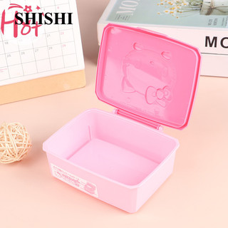 Shishi Jr Kawaii Kitty My Melody Hoạt Hình Dễ Thương Hộp Bảo Quản Swabs Cotton Để Bàn Thạch Cao Cô Gái Hộp Bảo Vệ Thêu Sò VN Quà Tặng