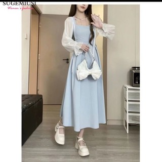 Sugemiusi Pháp Retro Eo hẹp Slim fit Sang Trọng Sling Váy Dài Nữ Mùa Hè Không Tay Phong Cách Nhẹ Nhàng Hơn Nhìn Đầm Mùa Hè