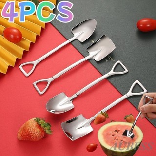 4 xẻng muỗng inox cà phê trà thìa ăn tối kem tráng miệng dưa hấu nhà bếp bộ đồ ăn thanh dụng cụ nhà bếp tiện ích
