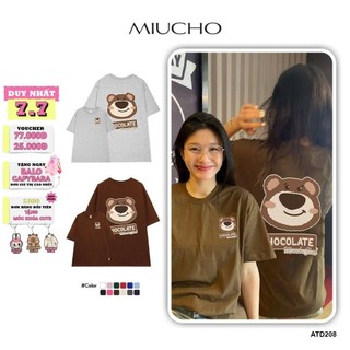 Áo thun unisex hình gấu dễ thương form rộng ATD208 Miucho in Artwork