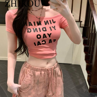 ZHIKOU áo phông áo thun nữ croptop baby tee Trendy Stylish Thời trang Dễ thương WCS2460XH0 26Z240628