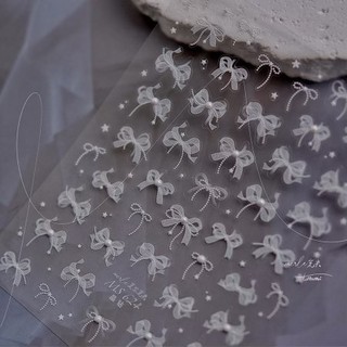 Sticker lụa nơ dây trắng MS624 tomoni