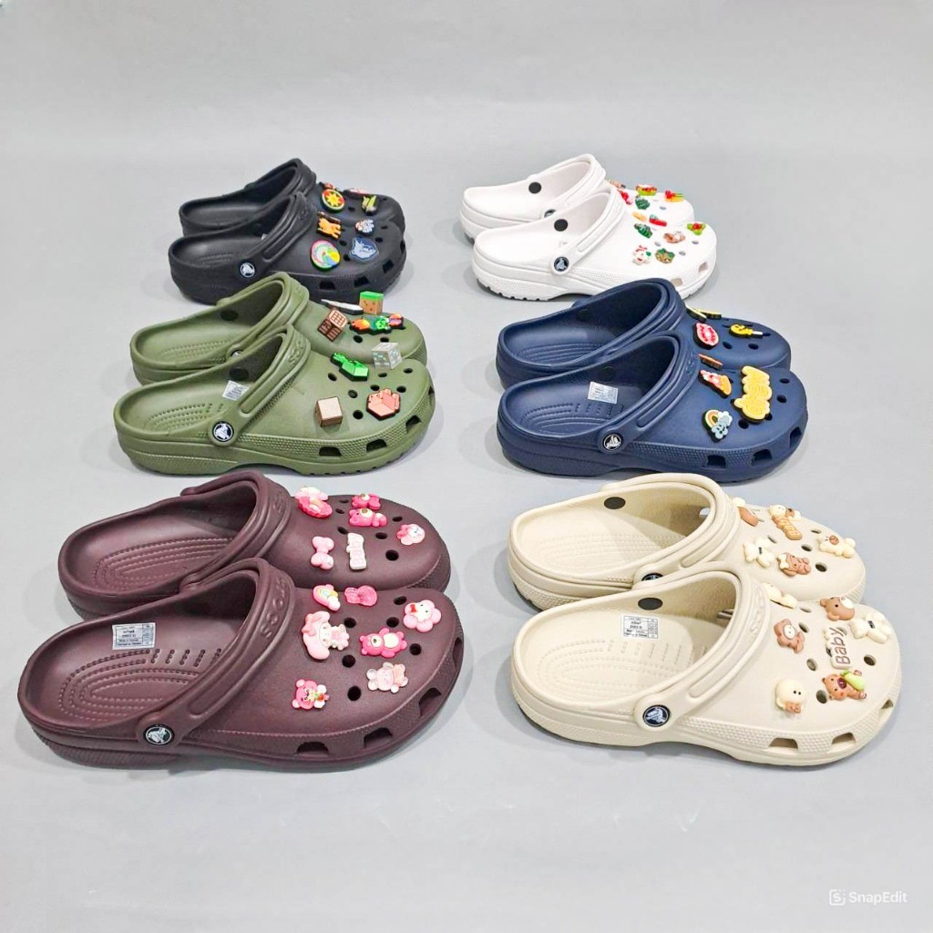 Dép classic clog unisex tặng kèm jibbitz charm dầy đẹp, dép sục nam nữ classic thiết kế đúc nguyên khối siêu nhẹ