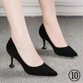Giày Nữ 2022 Phong Cách Mới Xuân Thu Đen Giày Cao Gót Mũi Nhọn Stiletto Tất Cả Trận Đấu Giày Công Sở Chuyên Nghiệp Giày Đơn Giày Nữ