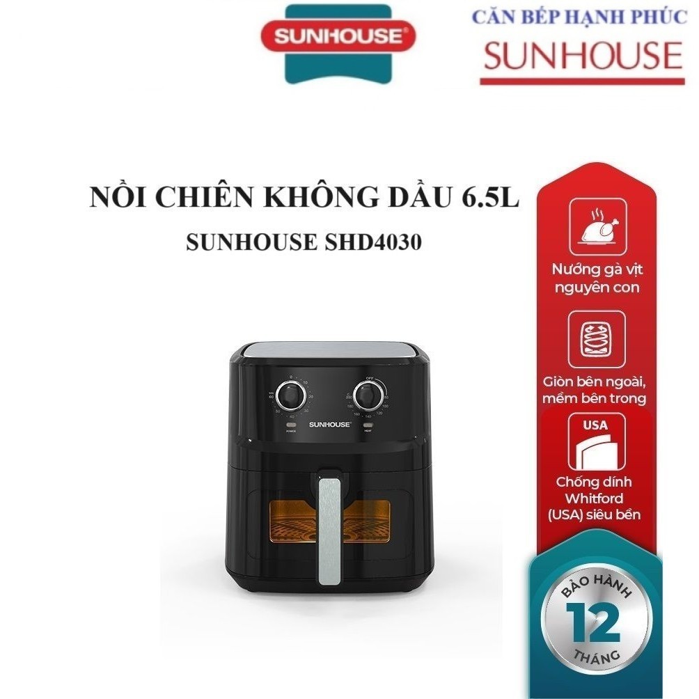 NỒI CHIÊN KHÔNG DẦU 6.5L SUNHOUSE SHD4030