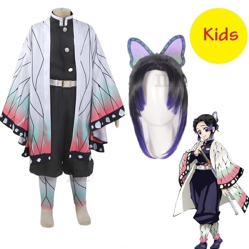 Trang Phục Hóa Trang Bộ Kimono Demon Slayer Kimetsu no Yaiba Kochou Shinobu Cho Bé Gái