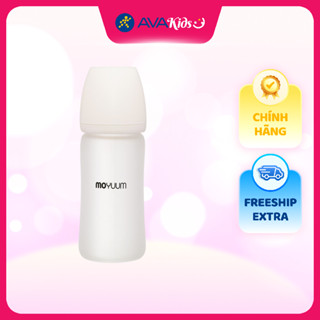 Bình sữa thủy tinh tráng silicone Moyuum cổ rộng 240 ml (từ 2 tháng)