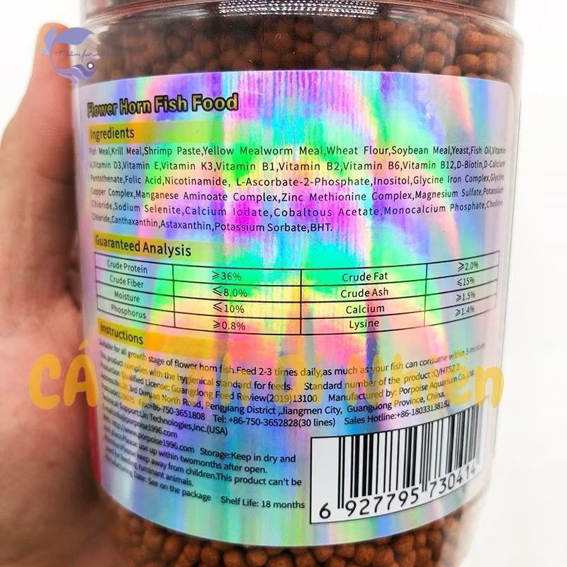 Cám cá la hán 180gr thức ăn lên đầu lên màu cho cá la hán