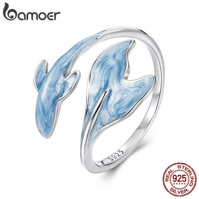 Bamoer Bạc 925 Có Thể Điều Chỉnh Nhẫn Guppy Trang Sức Thời Trang Nữ Quà Tặng