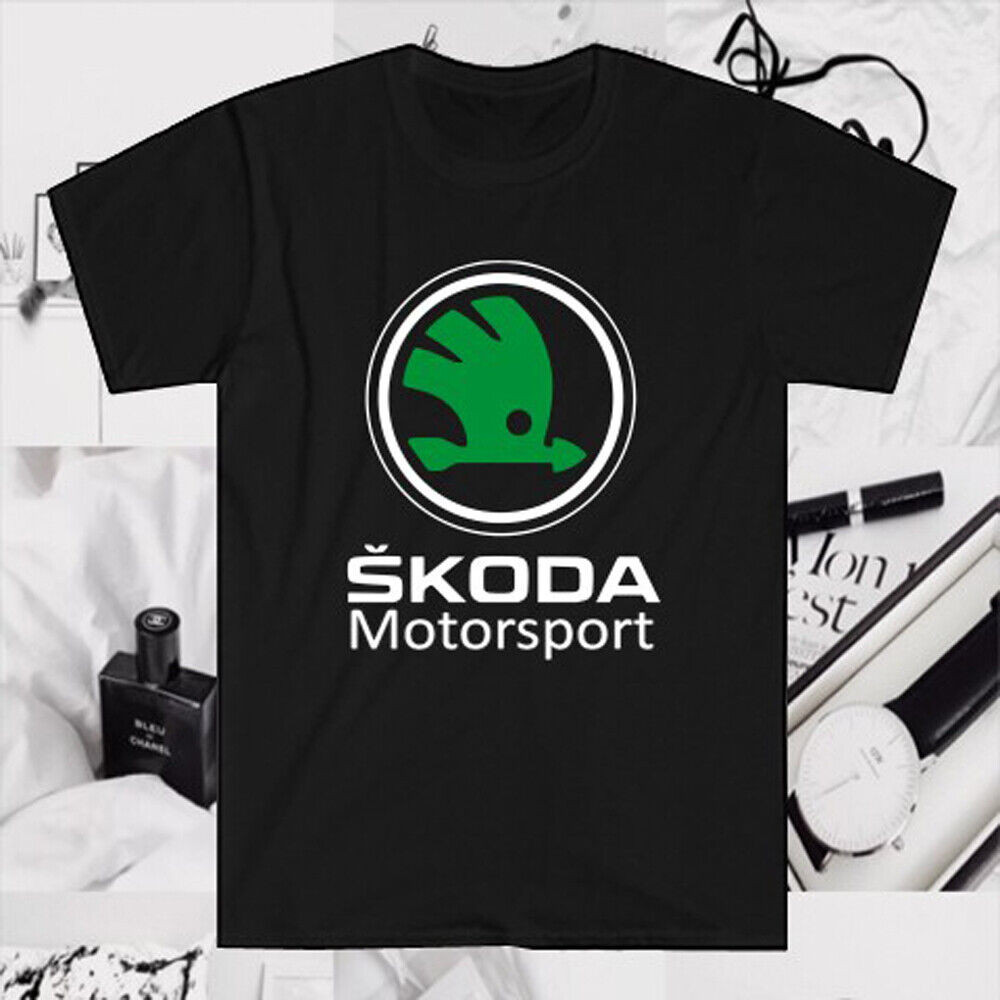 Áo thun nam màu đen Logo Skoda Motorsport Racing