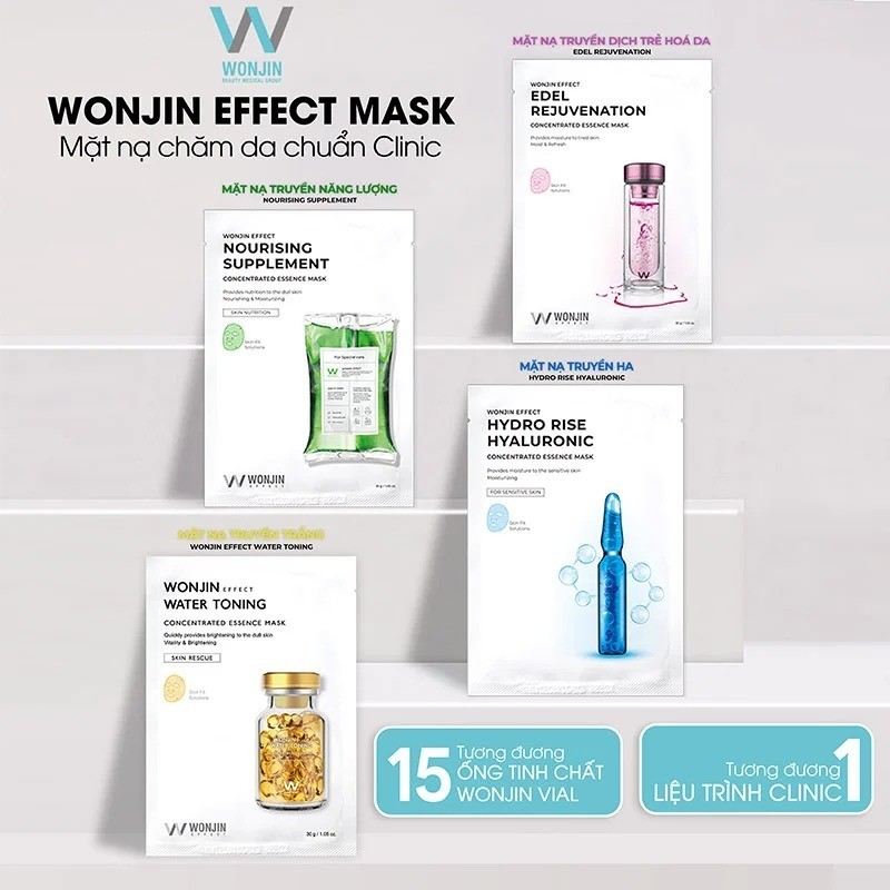 (Lẻ miếng) Mặt nạ giấy Wonjin Effect Mask cấp ẩm căng bóng da