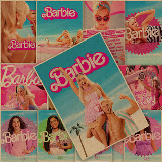 Barbie tưởng tượng phim hài retro giấy kraft trang trí phòng ngủ giấy dán tường dán tường
