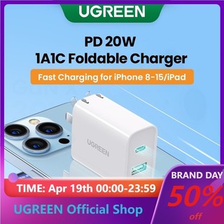 Củ Sạc UGREEN PD 20W 1A1C Hỗ Trợ Sạc Nhanh Và Sạc Nhanh 15 14 13 12 18W USB A 20W Type C