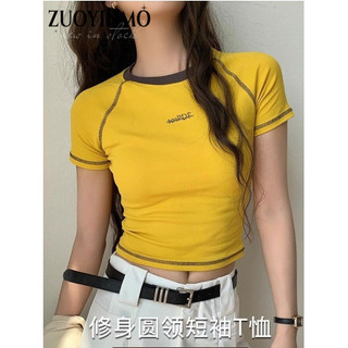 ZUOYINMO áo phông áo thun nữ croptop baby tee Korean hàn quốc Xu hướng INS WCS2440UIV 16Z240418