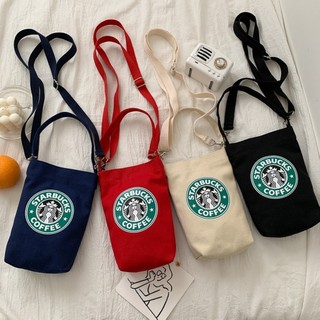 [Knwwh] Túi vải Starbucks Túi đeo vai Túi đựng điện thoại di động Túi đựng cốc nước