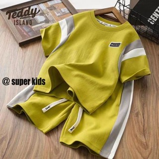  SUPER KIDS Quần áo trẻ em Nam trẻ em mặc thể thao ngắn tay bé trai hợp thời trang đẹp trai và thời trang dạo phố quần áo trẻ em 