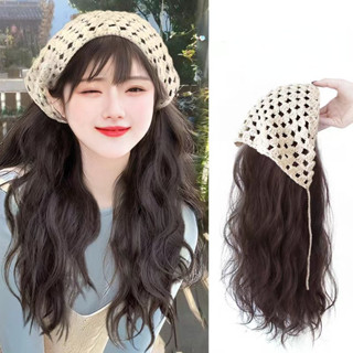 Người phụ nữ cho tóc giả Tam giác khăn trùm đầu tích hợp băng đô tóc giả Tóc xoăn nữ, tóc thẳng dài, tóc giả nửa đầu