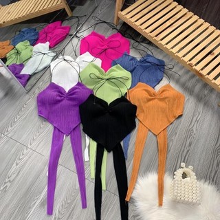 Áo yếm xốp chít ngực nhọn tà yếm dây bún buộc dây lưng nơ