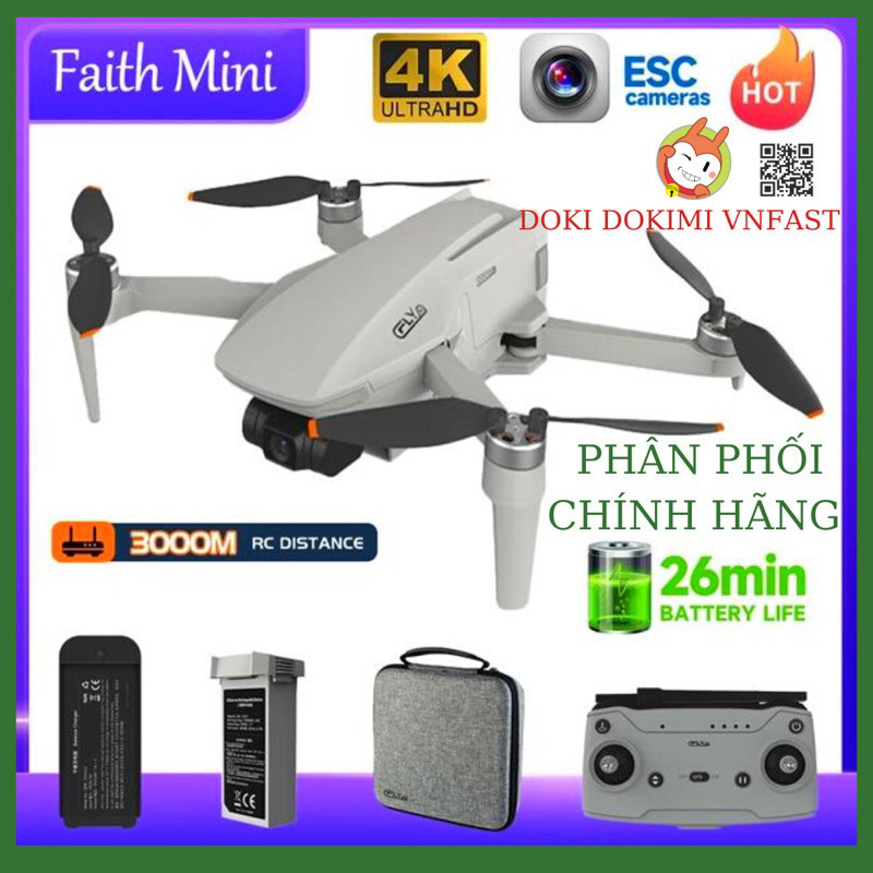 Flycam Cfly Faith Mini - I9 max đen - Faith mini 2 - Gimbal 3 trục 4K - 3Km - BH 3tháng - Chính hãng