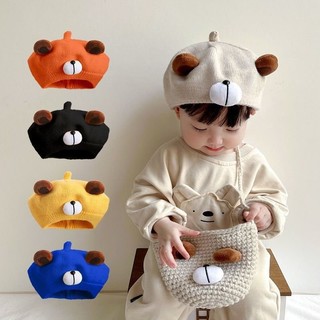 Mũ nồi len cho bé, mũ nồi len đính gấu style hàn quốc đáng yêu size 6m-3y