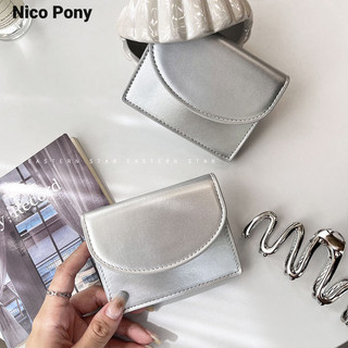 Ví đựng tiền xu Nico Pony Màu sắc mới phiên bản Hàn Quốc màu bạc đơn giản bao gồm túi đựng thẻ sinh viên