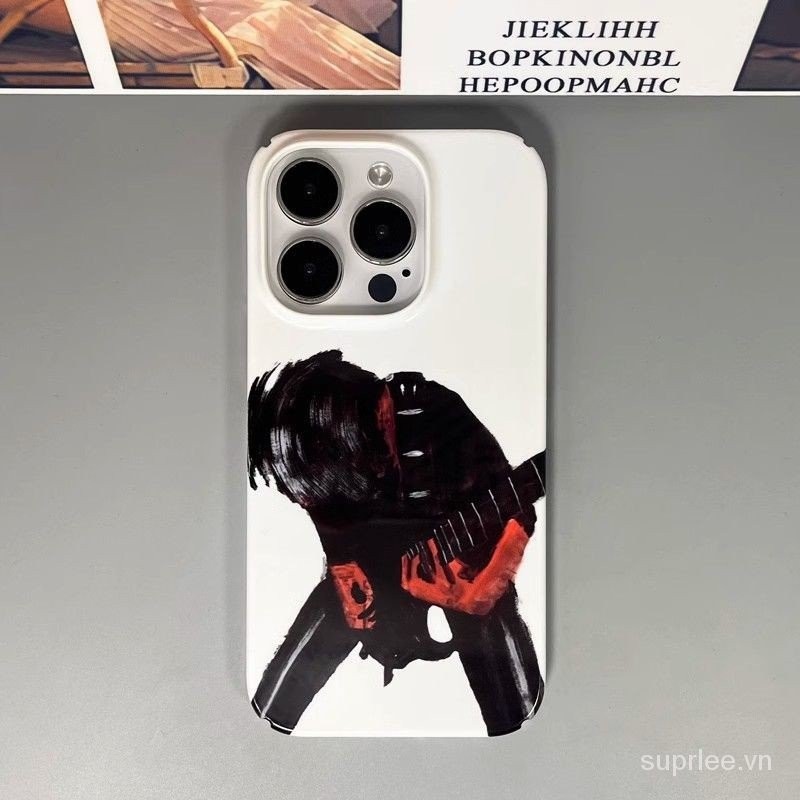 Niche Art Tranh sơn dầu Crazy Rock Singer Vỏ điện thoại iPhone Thích hợp cho iPhone 13 14 Pro Max Ch