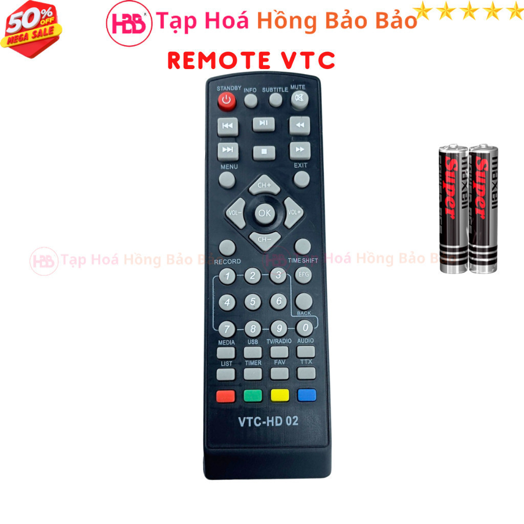 Remote điều khiển đầu KTS mặt đất VTC HD02, điều khiển truyền hình vệ tinh VTC T205 - Tạp Hoá HBB