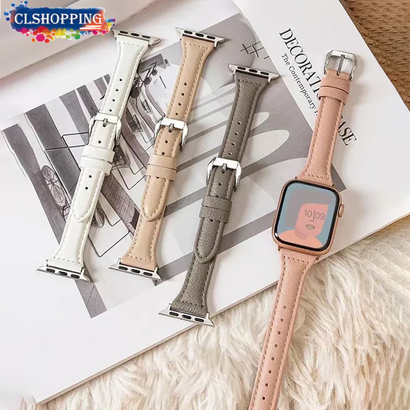 Dây da mỏng chất lượng cao cho Apple watch ultra 49mm Band series 9 8 7 45mm 41mm 44mm 40mm Vòng đeo