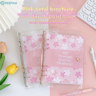 Cherry Blossom 100 Phong Bì Thử Thách Notebook Cánh Hoa Hồng Sáng Tạo 100 Ngày Tiết Kiệm Tiền Rời Sách Cặp Đôi Quà Tặng PE