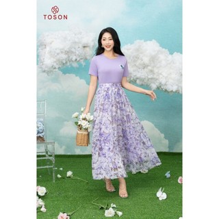 Áo cotton croptop tím in hoa tím nhỏ (limitted) AP333T34 - TOSON