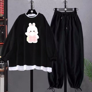 Sét áo nỉ phối gấu trắng Thỏ trắng và quần bomber, Áo nỉ Unisex from rộng, thiết kế phong cách hàn quốc -  DVGIT