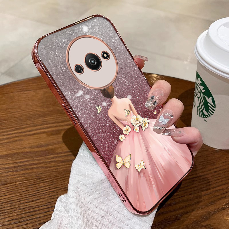 ốp lưng Redmi A3 Ốp điện thoại Redmi A3 có viền vàng mềm bóng trong suốt chống sốc bảo vệ SFBYNS