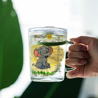 Cốc Chia Vạch Thuỷ Tinh Cốc Pha Sữa Cho Bé Có Ống Hút Dùng Cho Bé Tập Uống 400ml-SINGU