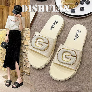 DISHULAN  dép sandal nữ dép bánh mì nữ dép bánh mì Chống Trượt Đẹp đẽ Mềm mại Bền Bảnh bao Lịch sự Đi biển FDL2451X7J 23Z240606