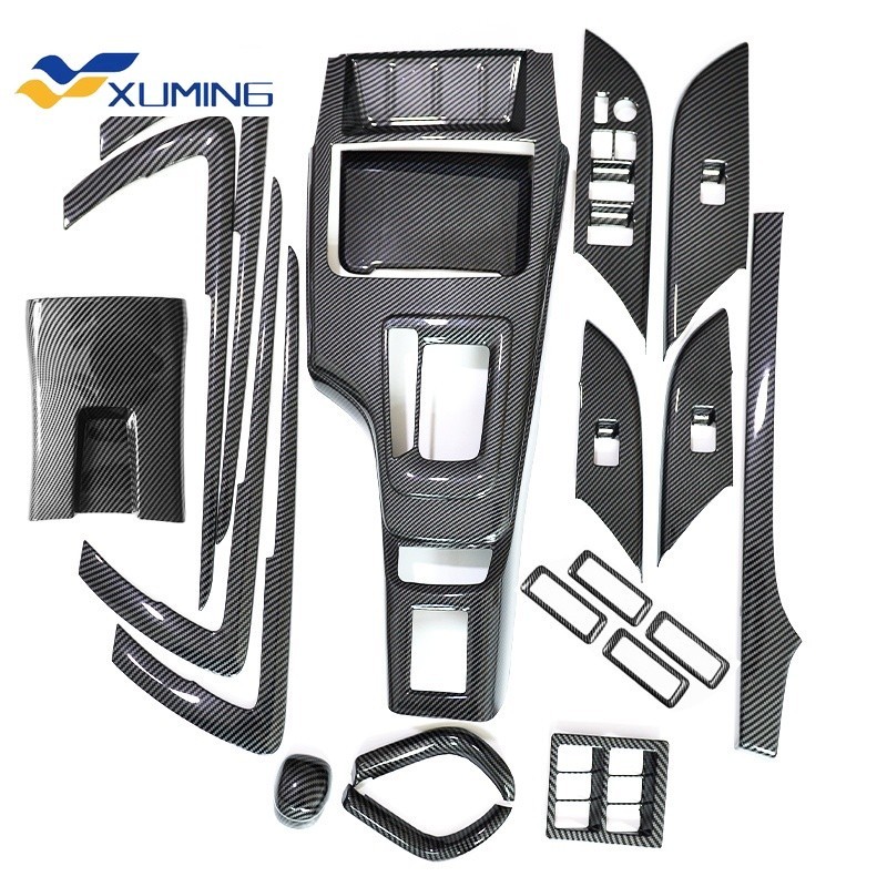 Xm-for TOYOTA Fortuner 2016-2021 phụ kiện nội thất ô tô họa tiết sợi carbon, vỏ bảng điều khiển công